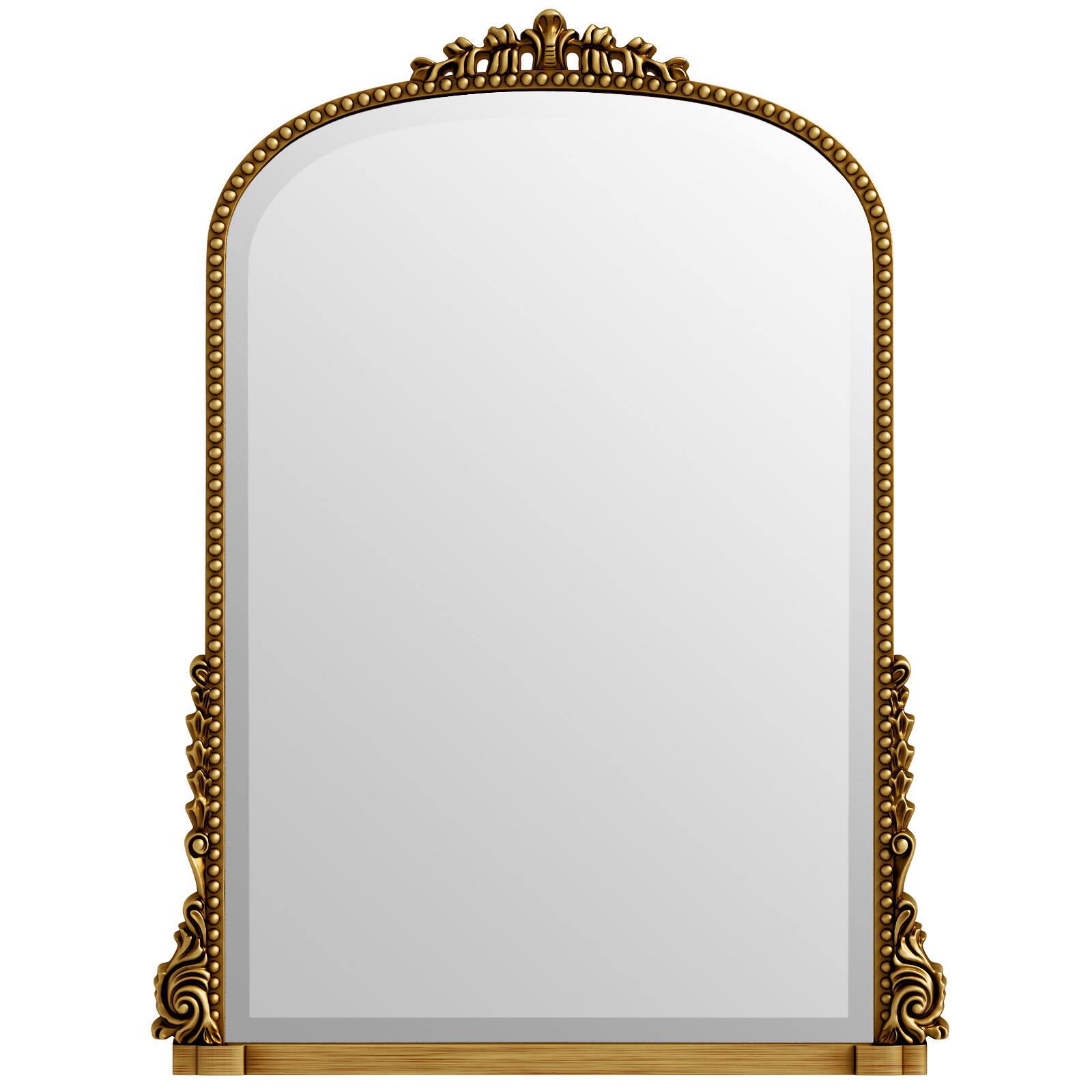 Alt View 1. Easly - Antique Gold 24 in. W x 32 in. H Carved Arched PU Frame Vanity Wall Mirror - Gold.