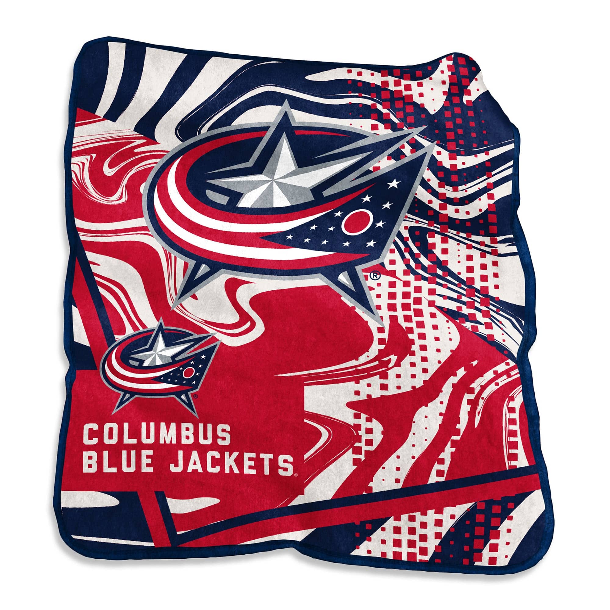 Logo Brands - Columbus Blue Jackets 50" x 60" Swirl Raschel Throw Blanket - Multicolor