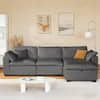 Front. Dyonery - Dyonery 120" Sectional Couches,Modern Modular Sectional Sofa,with Comfy Deep Seats,Fluffy L-Shape PU Leather Sofa Couch - Dray.