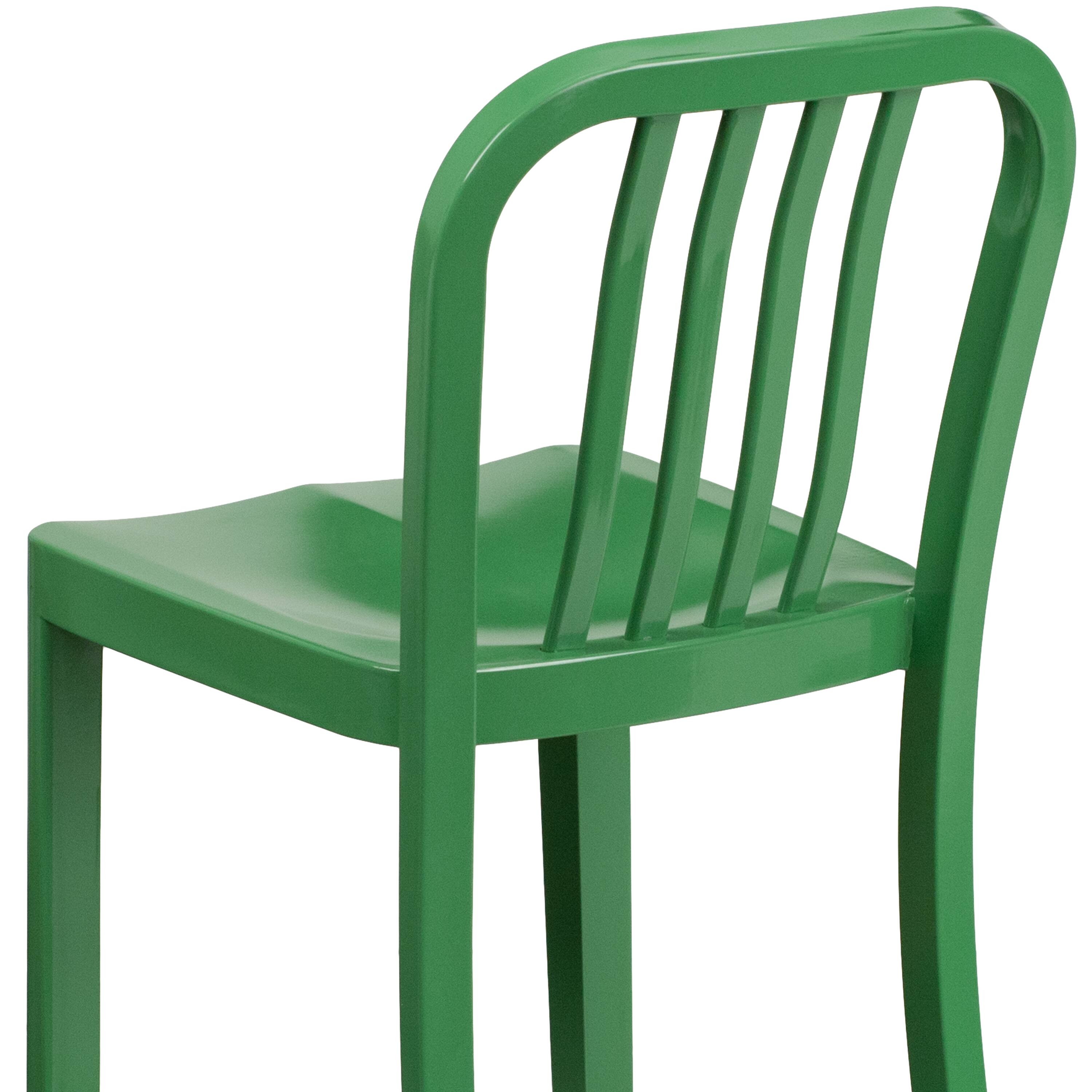 Alt View 8. Emma + Oliver - Commercial Grade 24"H Colorful Metal Indoor-Outdoor Vertical Slat Counter Stool - Green.