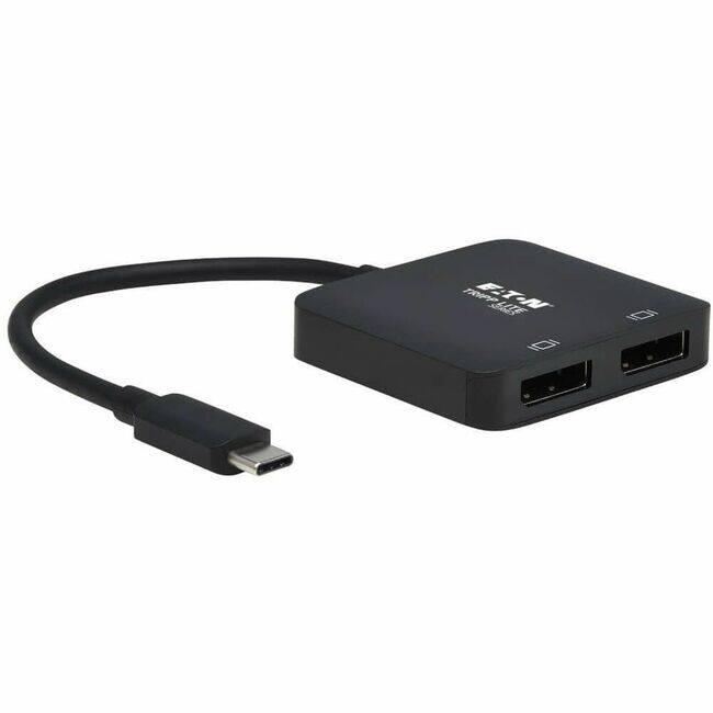 Front. Tripp Lite - Eaton Tripp Lite Series USB-C Adapter, Dual Display - 4K 60 Hz DisplayPort, 8K, HDR, 4:4:4, HDCP 2.2, DP 1.4 Alt Mode - Black.