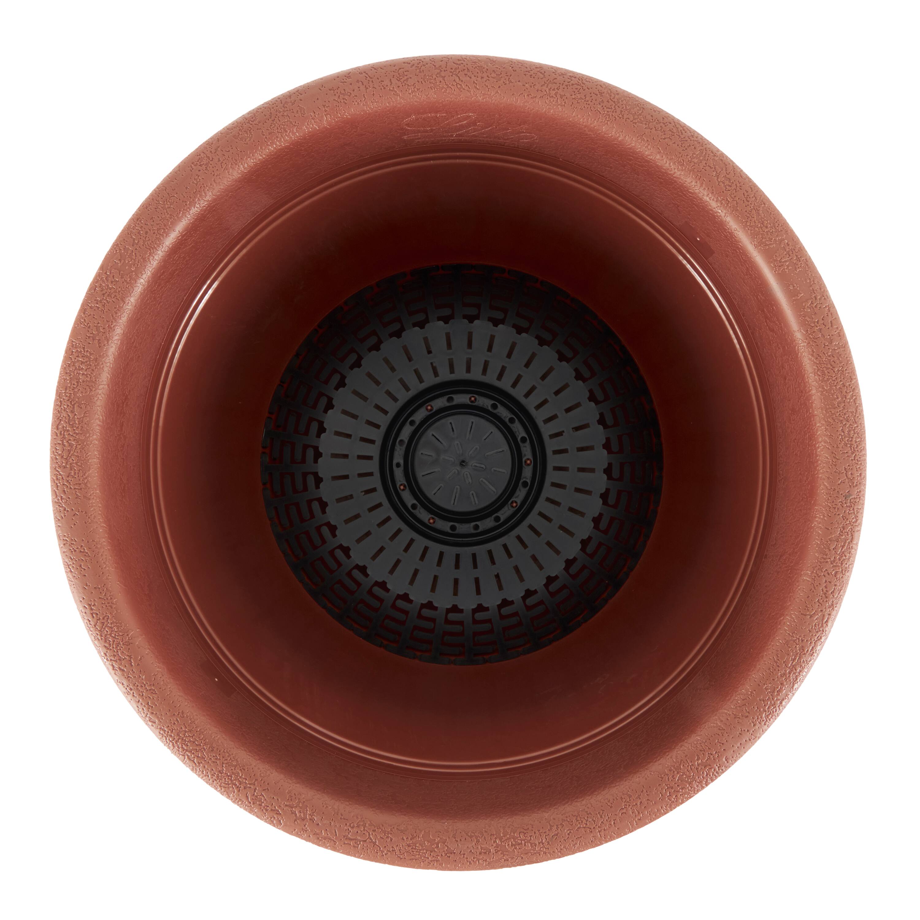 Alt View 5. Listo - Listo SRA13001P05 13-Inch Round Outdoor Plastic Sierra Planter, Rustic Redstone - Rustic Redstone.