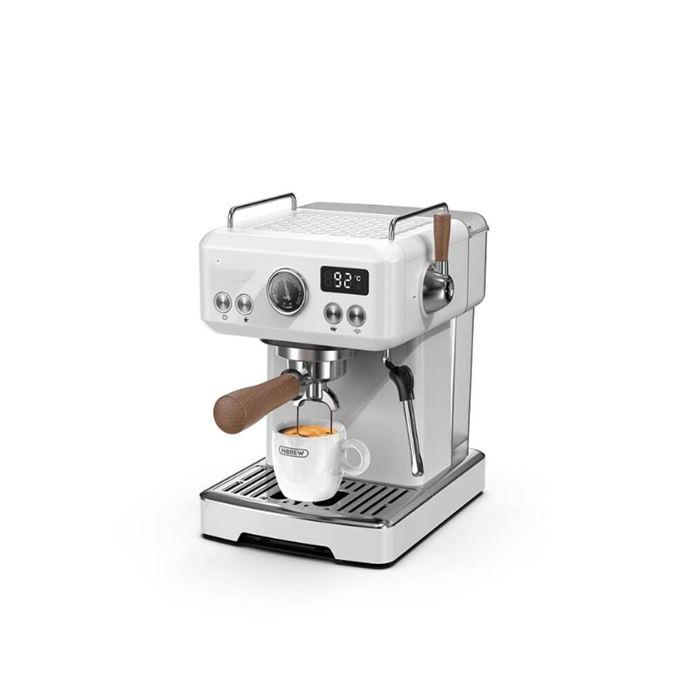 Front. Plum Chef - 20 Bar Semi-Automatic Espresso Machine Cold Hot Brew Coffee Maker with 58mm Portafilter 1350W Pump Pressure - Pearl white.