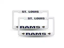 Rico Industries - St Louis Rams Raised Lettering White Plastic (Set of 2) License Plate Frame - Multi