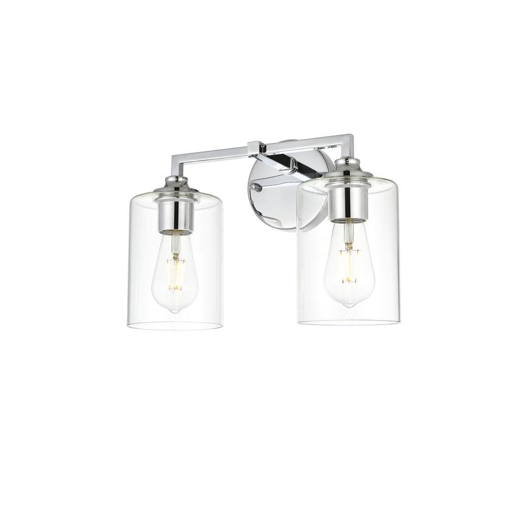 Angle. Living District - Mayson 2 light Chrome and Clear Bath Sconce - Chrome And Clear.