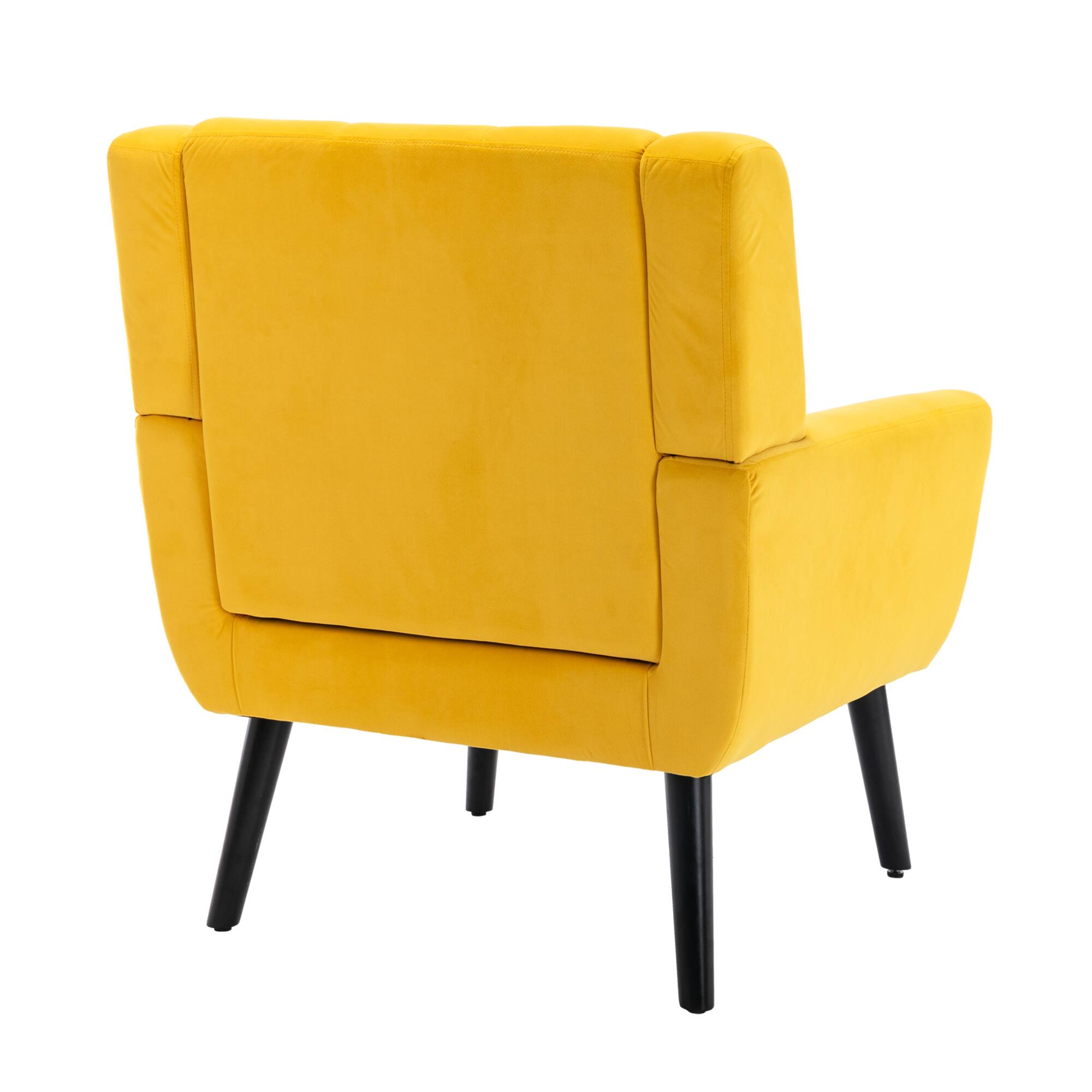 Alt View 2. GOODSILO - Luxury Velvet Upholstered Accent Chair with Ergonomic Design for Living Room and Bedroom Comfort - Yellow.