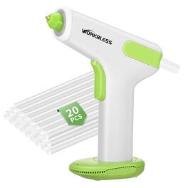 Unique Bargains - Cordless Hot Glue Gun with 20pcs 0.28″ Mini Sticks, Rechargeable 2900mAh Battery, Automatic Glue Feeding for Crafts DIY - White Green