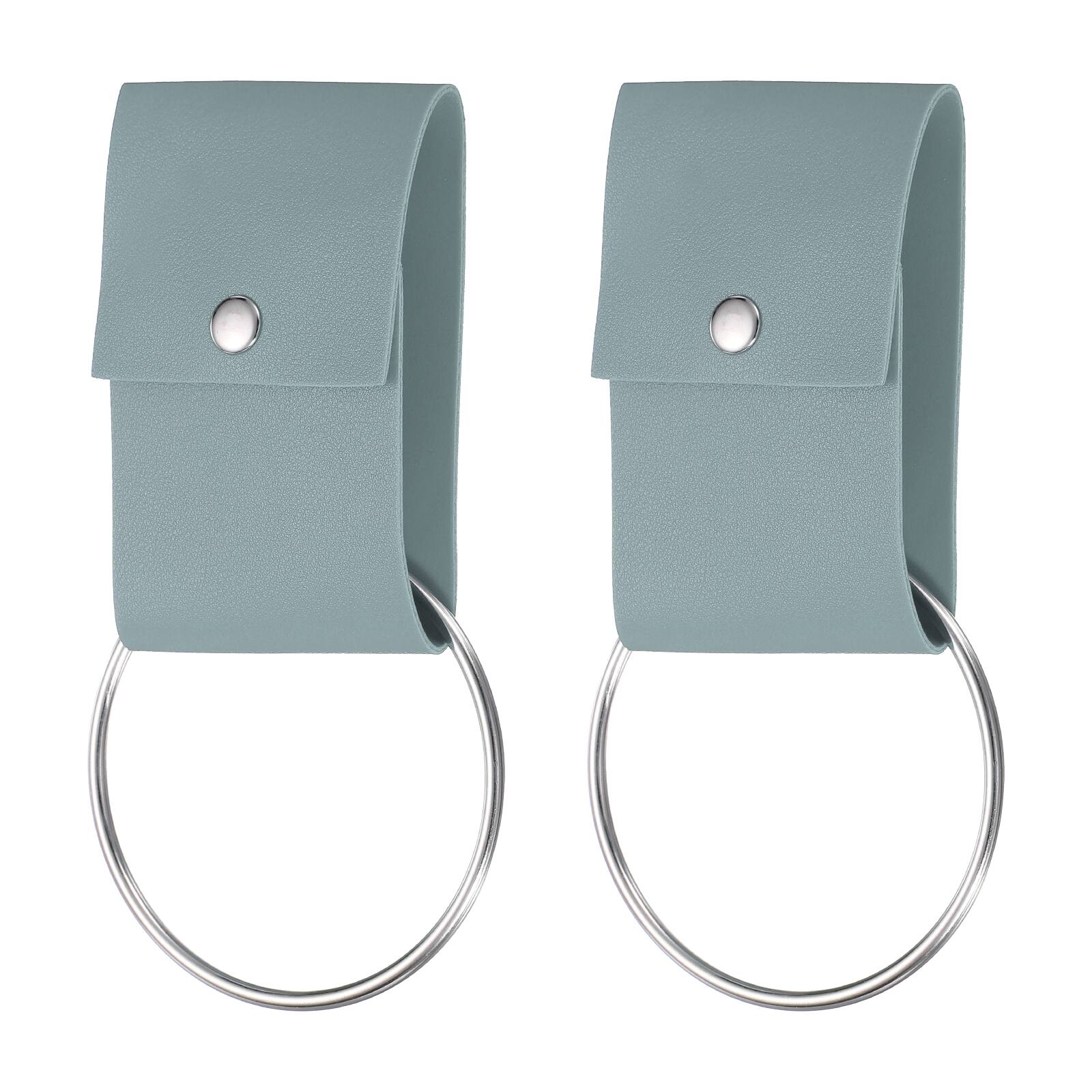 Front. Unique Bargains - 2pcs Towel Ring Holder with Loop, Dish Towel Holder Wall Hook, Farmhouse Home Decor for Cabinet Oven Handle Rods - Light Blue.
