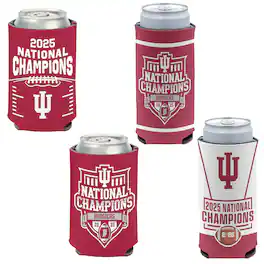 WinCraft - Indiana Hoosiers College Football Playoff 2025 National Champions 4-Pack Slim and 12oz. Can Cooler Set - Multicolor