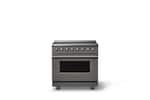 Front. Viking - 36 in. Wide 6 Elements Pro 5 Series 5.6 Cu. Ft. Freestanding Induction Convection Range - Damascus Gray - Damascus Gray.