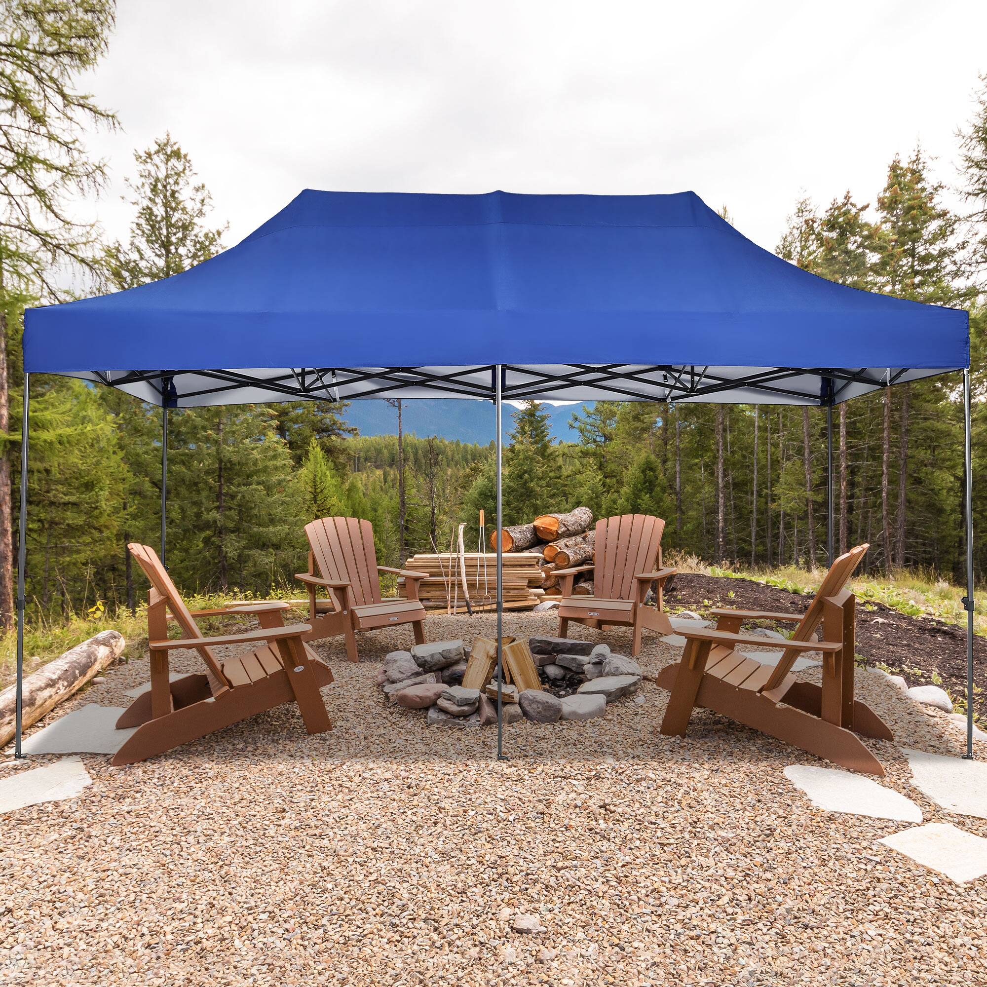 Back. Ainfox - Ainfox 10x20ft Instant Folding Heavy Duty Pop up Canopy - Blue.