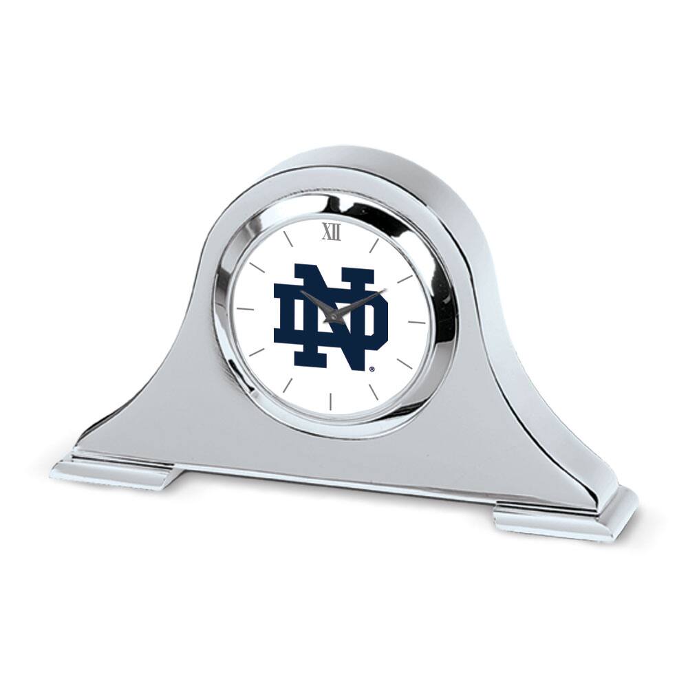 Front. Jardine - Notre Dame Fighting Irish Primary Team Logo Napoleon Desk Clock - Silver.
