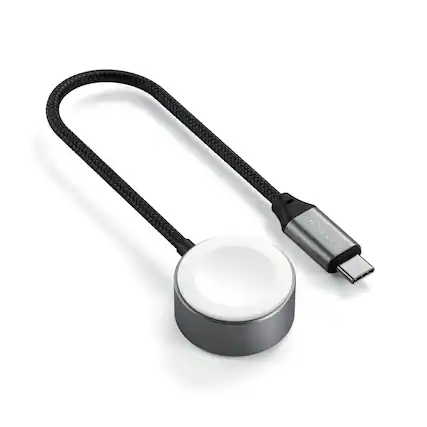 Front. Satechi - Apple Watch Magnetic Charging Cable - 5W Fast Charger, 7.5in, for Apple Watch Series 11-1, Ultra, SE, AirPods - Space Gray.