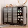 Front. Malletson - 6-Tier Metal Shoe Cabinet with Sturdy Support Legs, Shoes Rack Organizer Cabinet for Entryway - Black.