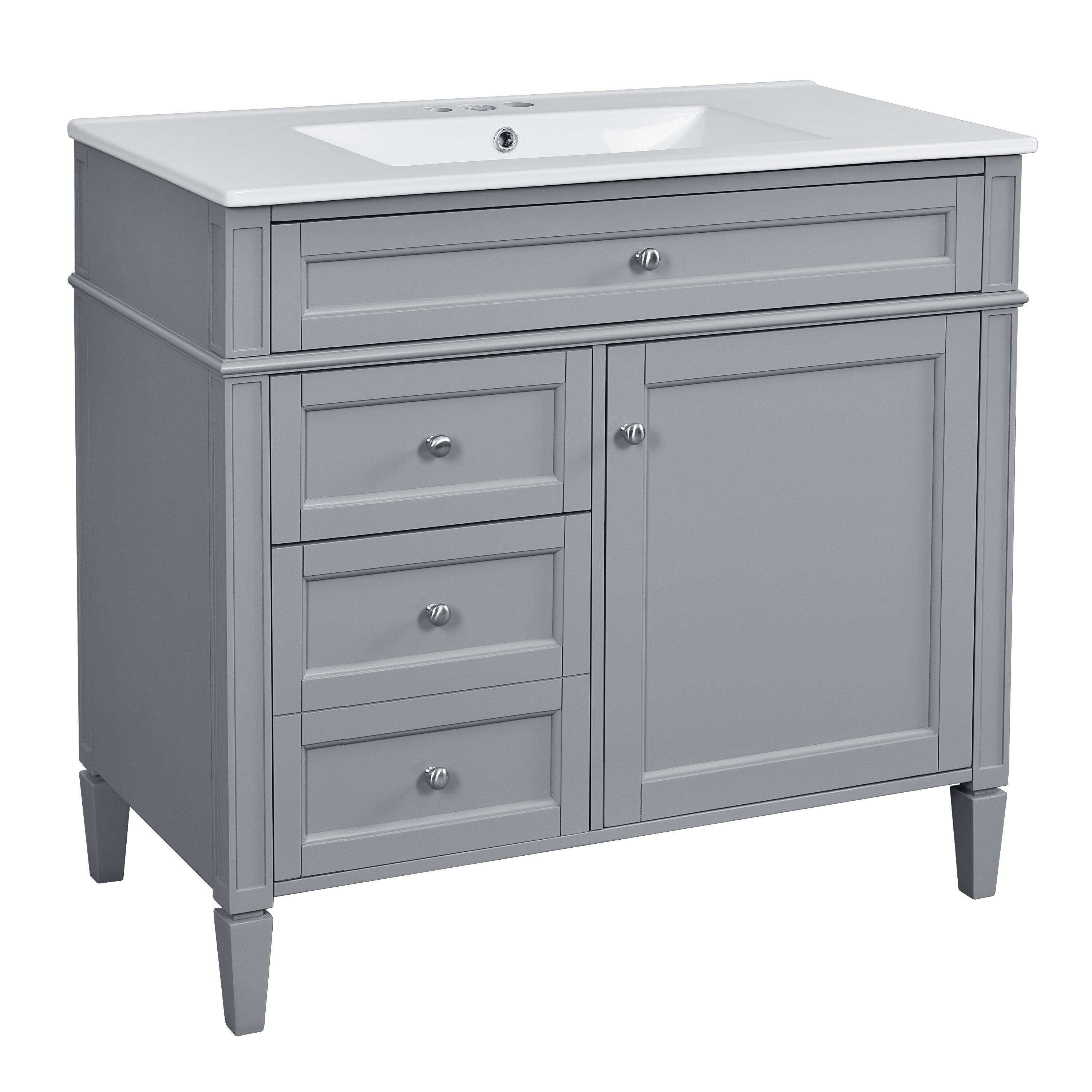Alt View 10. Boyel Living - 36 Inch Modern Bathroom Vanity Set with Medicine Cabinet Ceramic Sink Grey - Gray.
