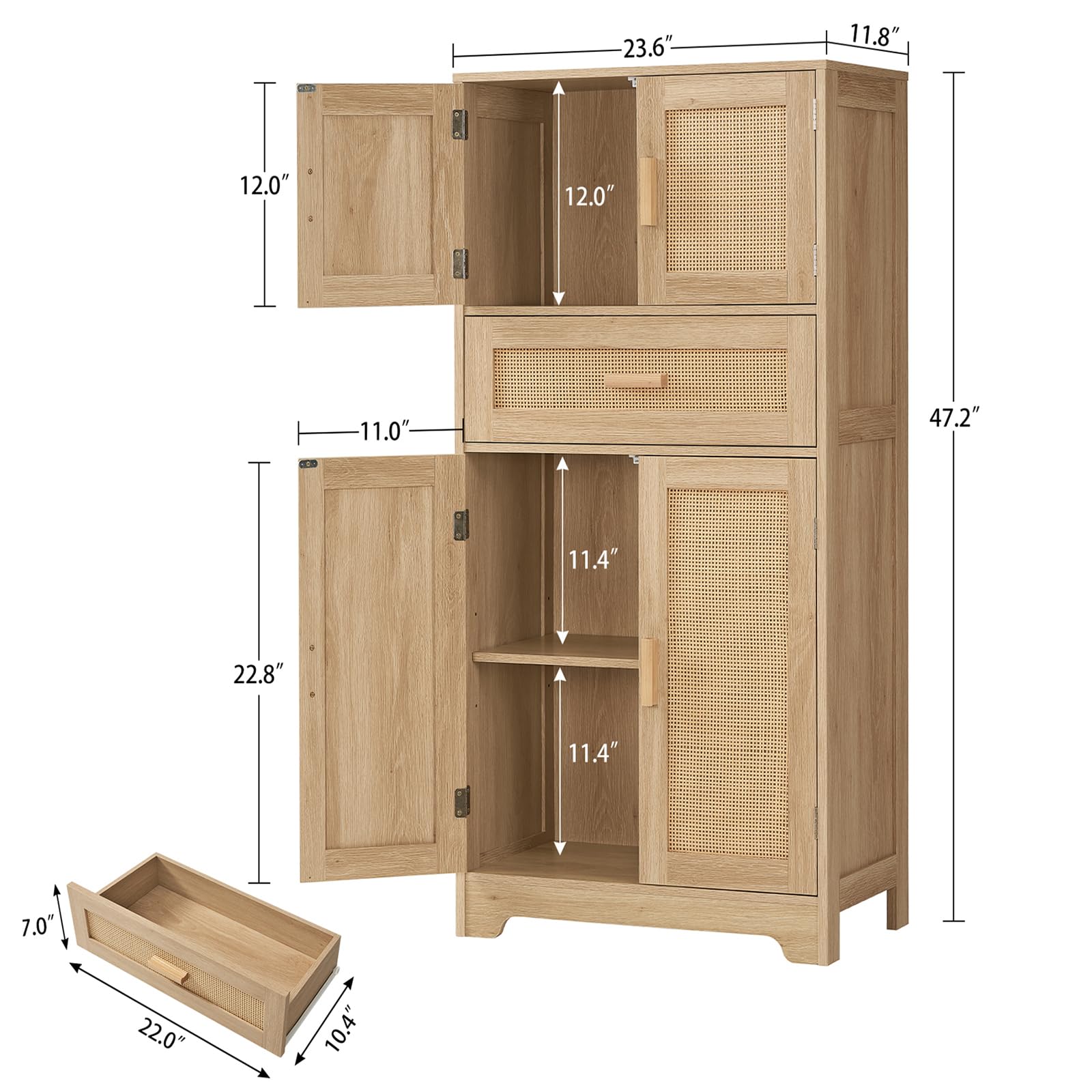 23.6"  
11.8"  
12.0"  
12.0"  
11.0"  
47.2"  
2  
11.4"  
22.8"  
11.4"  
7.0"  
22.0"  
10.4"