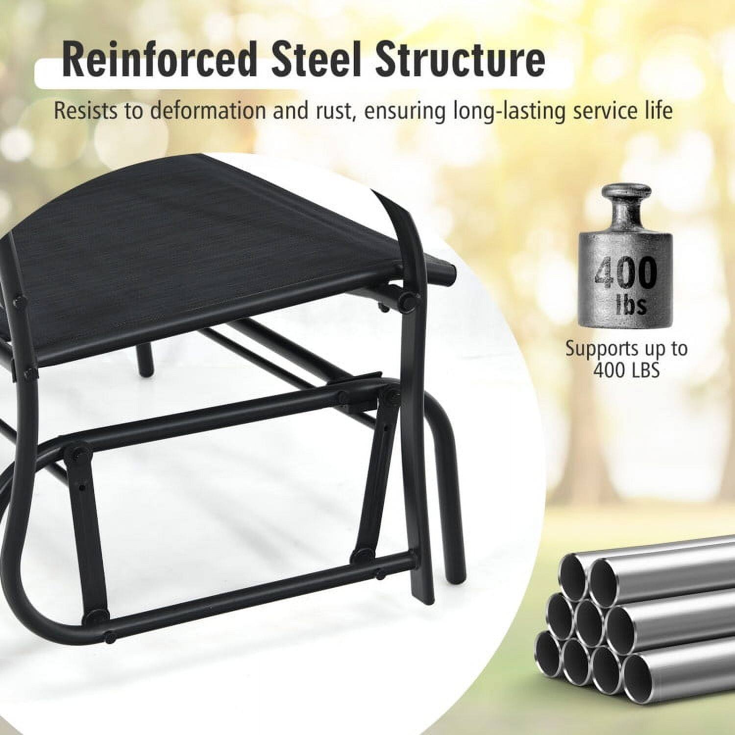 Reinforced Steel Structure  
Resists to deformation and rust, ensuring long-lasting service life  
Supports up to 400 LBS