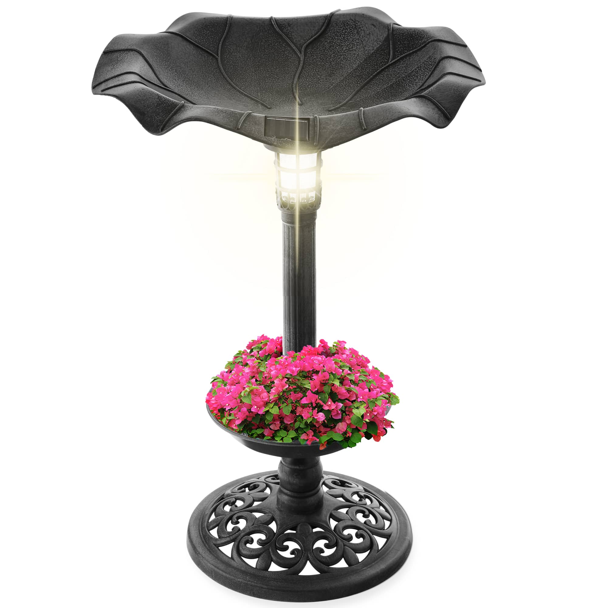 Best Choice Products - Solar Lighted Pedestal Bird Bath w/ Planter, Integrated Panel - Black price history on PriceWatchPro