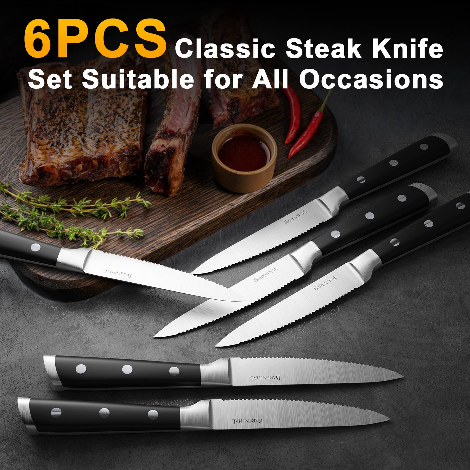 6PCS Classic Steak Knife Set Suitable for All Occasions