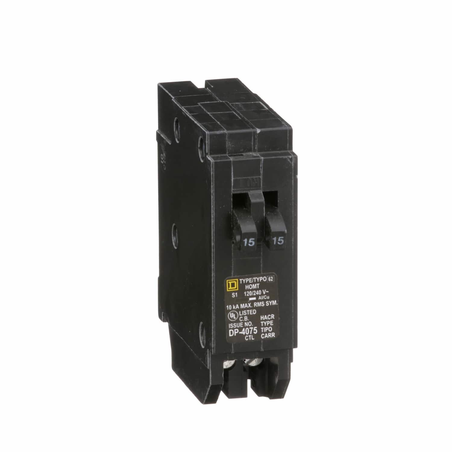 Square D - HomeLine 15/15 amps Tandem Single Pole Circuit Breaker