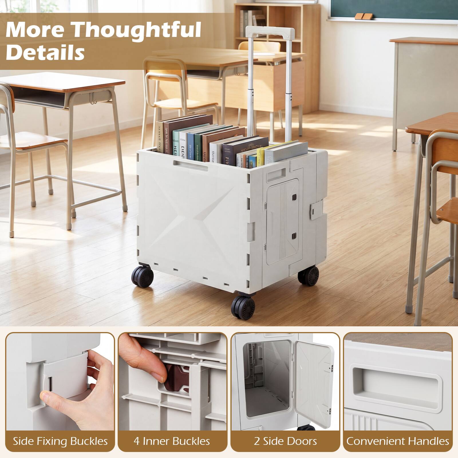 More Thoughtful Details

- 32 OIEN
- Side Fixing Buckles
- 4 Inner Buckles
- 2 Side Doors
- Convenient Handles