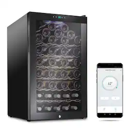 Ivation - 51 Bottle Freestanding Wine Refrigerator, Wine Fridge with Wi-Fi Smart App Control - Black