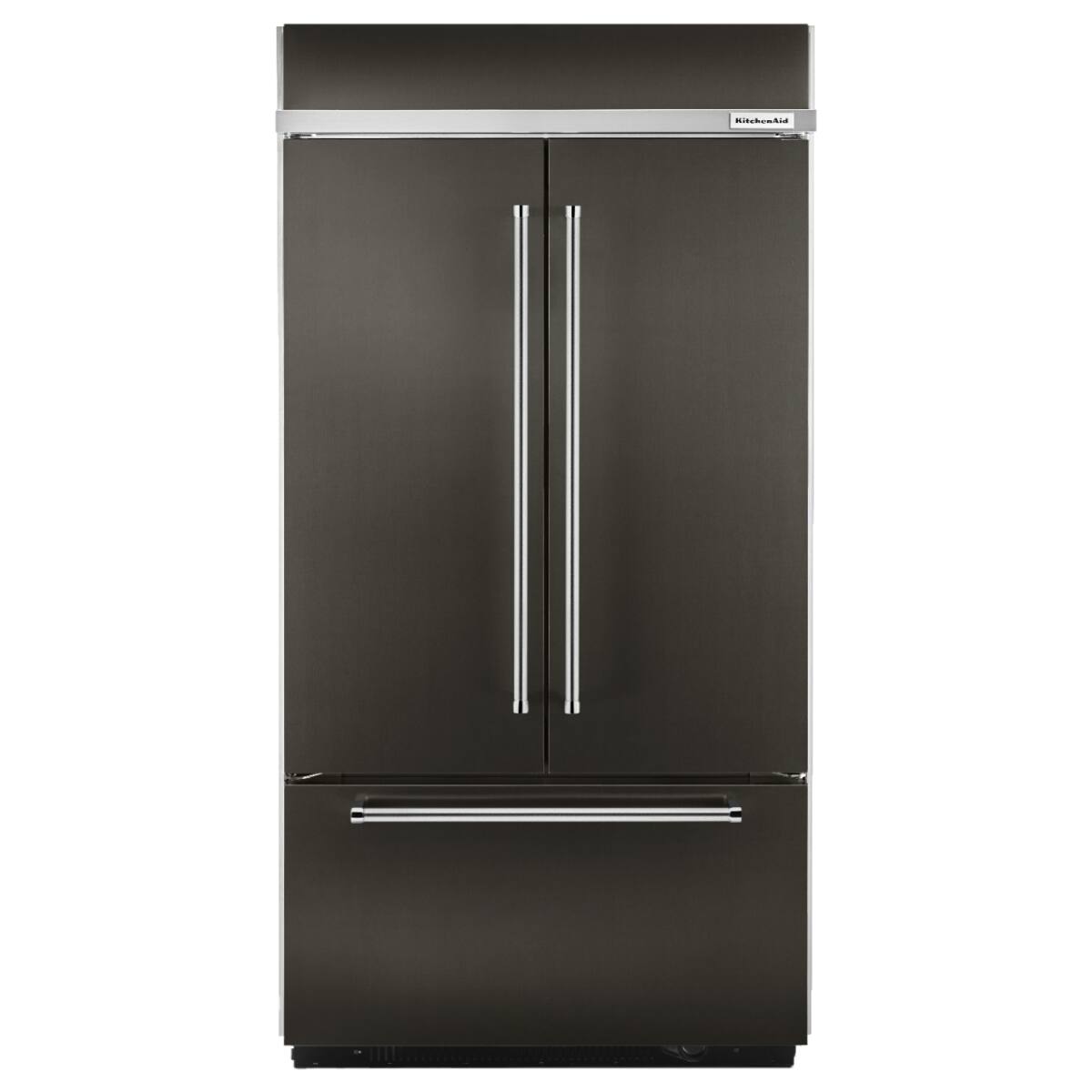 Front. KitchenAid - KitchenAid - 24.2 Cu. Ft. 42" Width Built-In Stainless French Door Refrigerator with Platinum Interior Design - Black Stainless Steel with PrintShieldâ„¢ Finish.