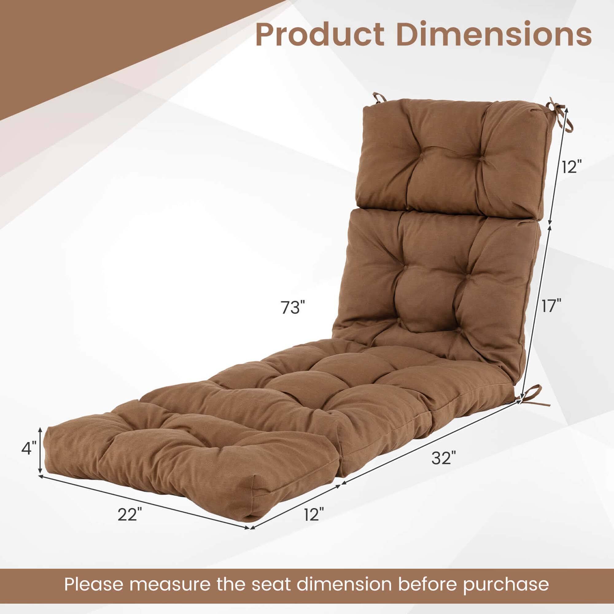 Product Dimensions

- Height: 12"
- Width: 73"
- Depth: 17"
- Seat Height: 4"
- Seat Width: 22"
- Seat Depth: 12"
- Overall Length: 32"

Please measure the seat dimension before purchase