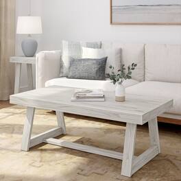 Plank+Beam - Classic Rectangular Coffee Table (48in x 24in / 1220mm x 610mm) - White Sand Wirebrush