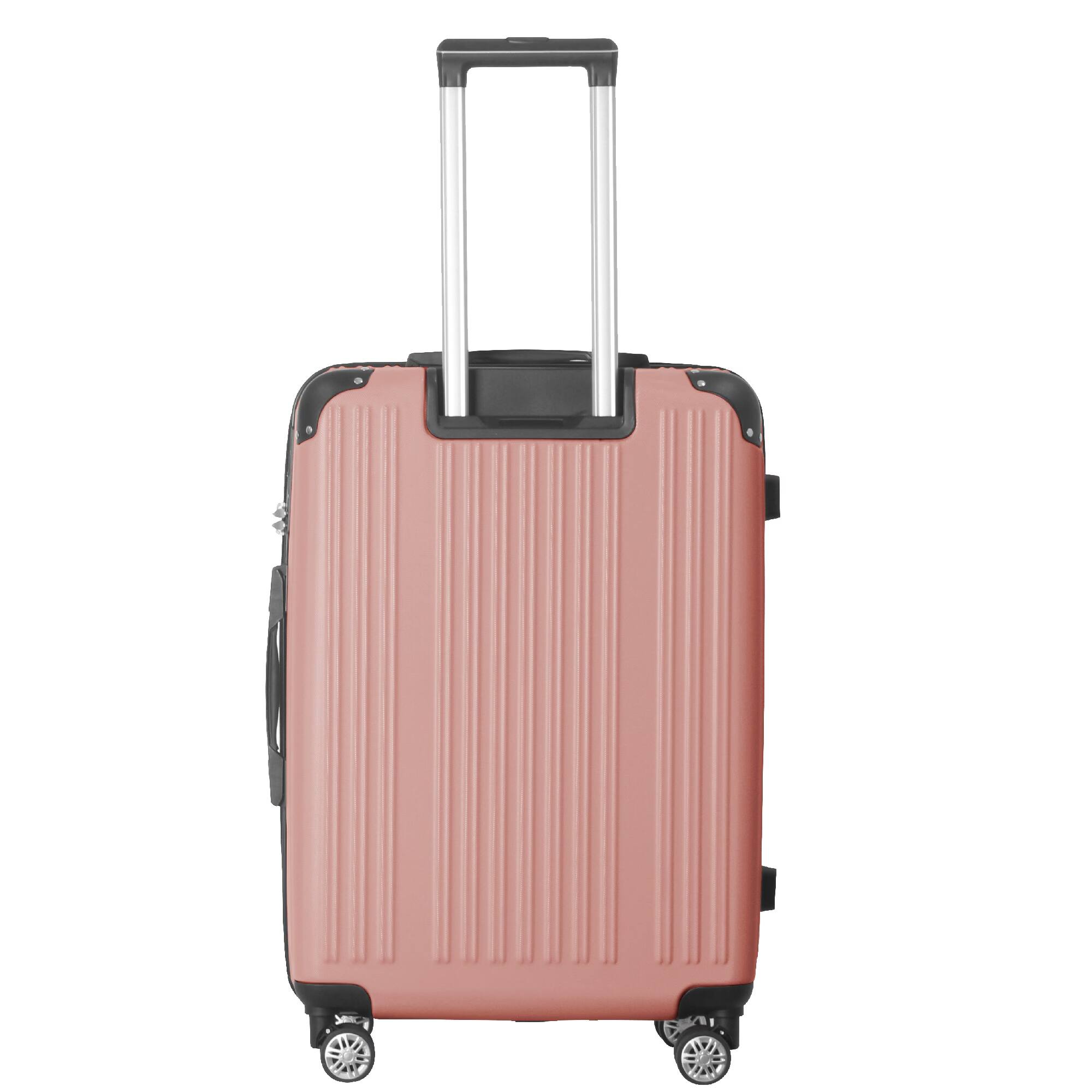 Alt View 4. Bestier - 3-Piece ABS Hardshell Luggage Set (20”/24”/26”) with Spinner Wheels, TSA Lock & Telescopic Handle - Dusty Rose Pink.