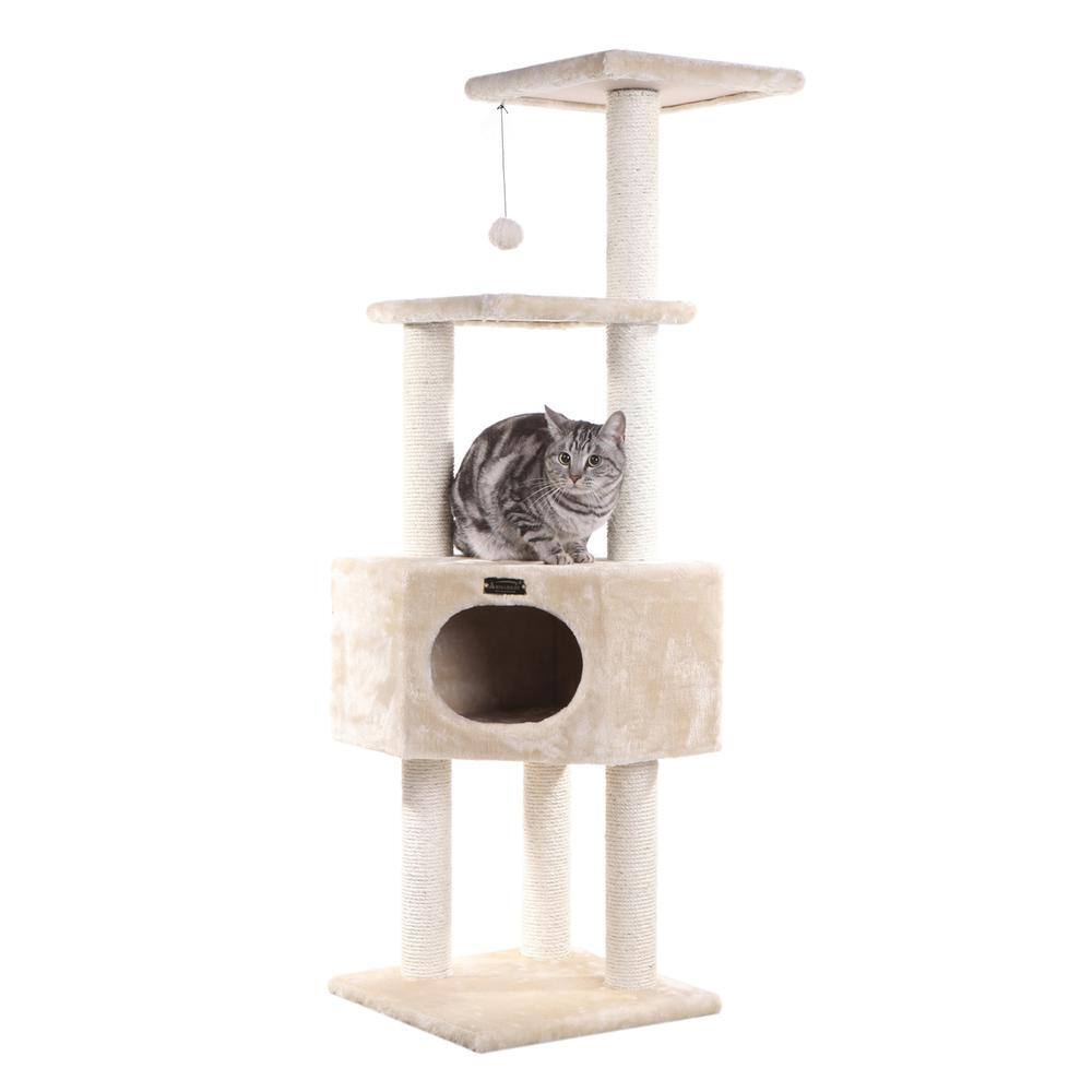Angle. Armarkat - 3 Tier Real Wood Cat Tree Scratch Furniture Beige - Beige.