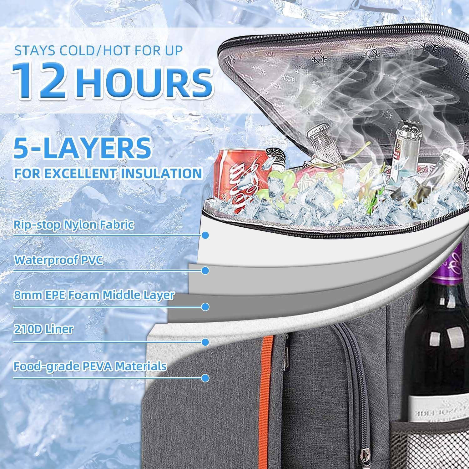 Back. Live At Space - Camping Cooler Backpack 25 Cans  Leak Proof Insulated Thermal Bag Beach Travel Picnic Lunch For Men Women - 1-grey.