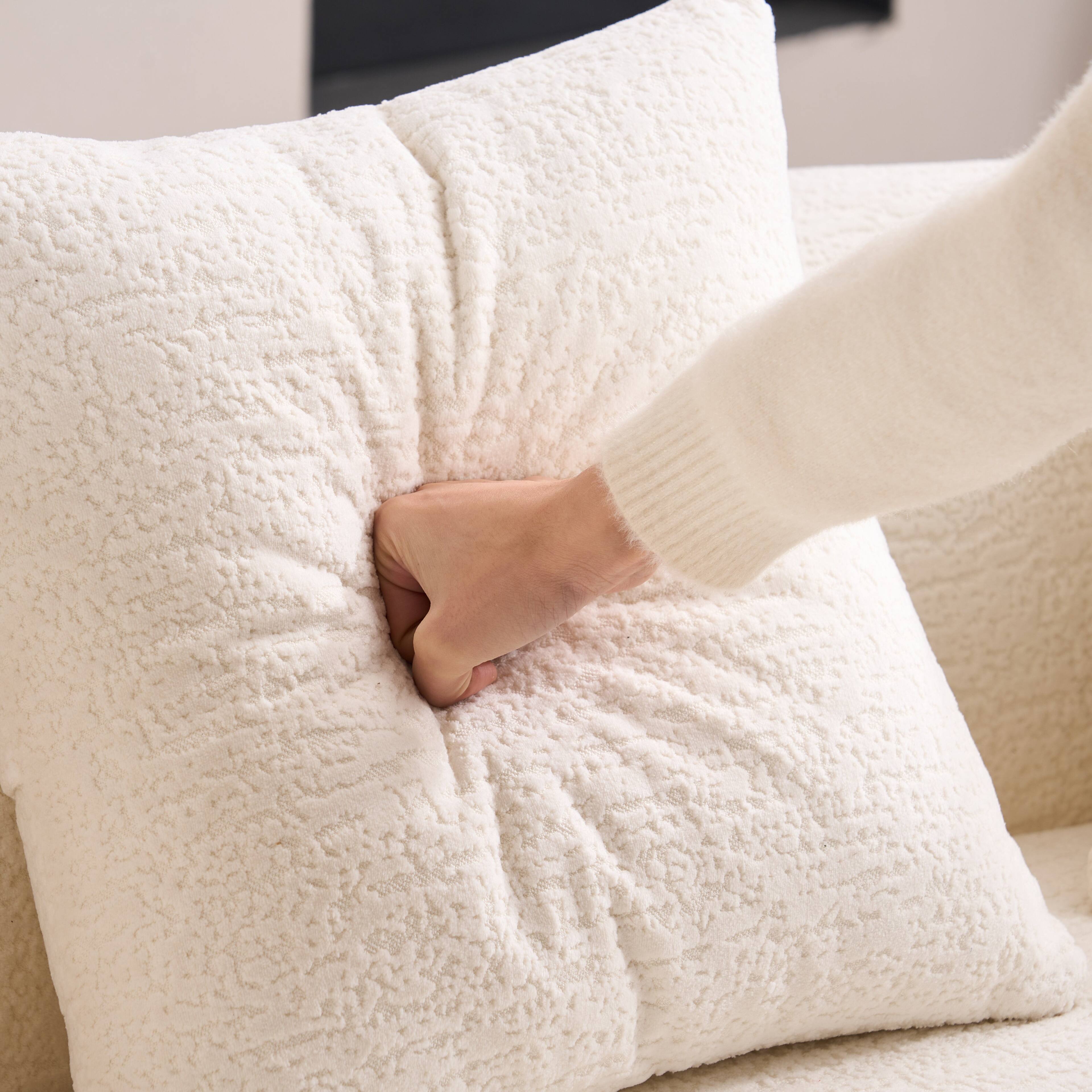 Alt View 7. Boyel Living - 65 Inch Curved Loveseat 30D Foam Chenille No Assembly Compact for Small Spaces White - White.