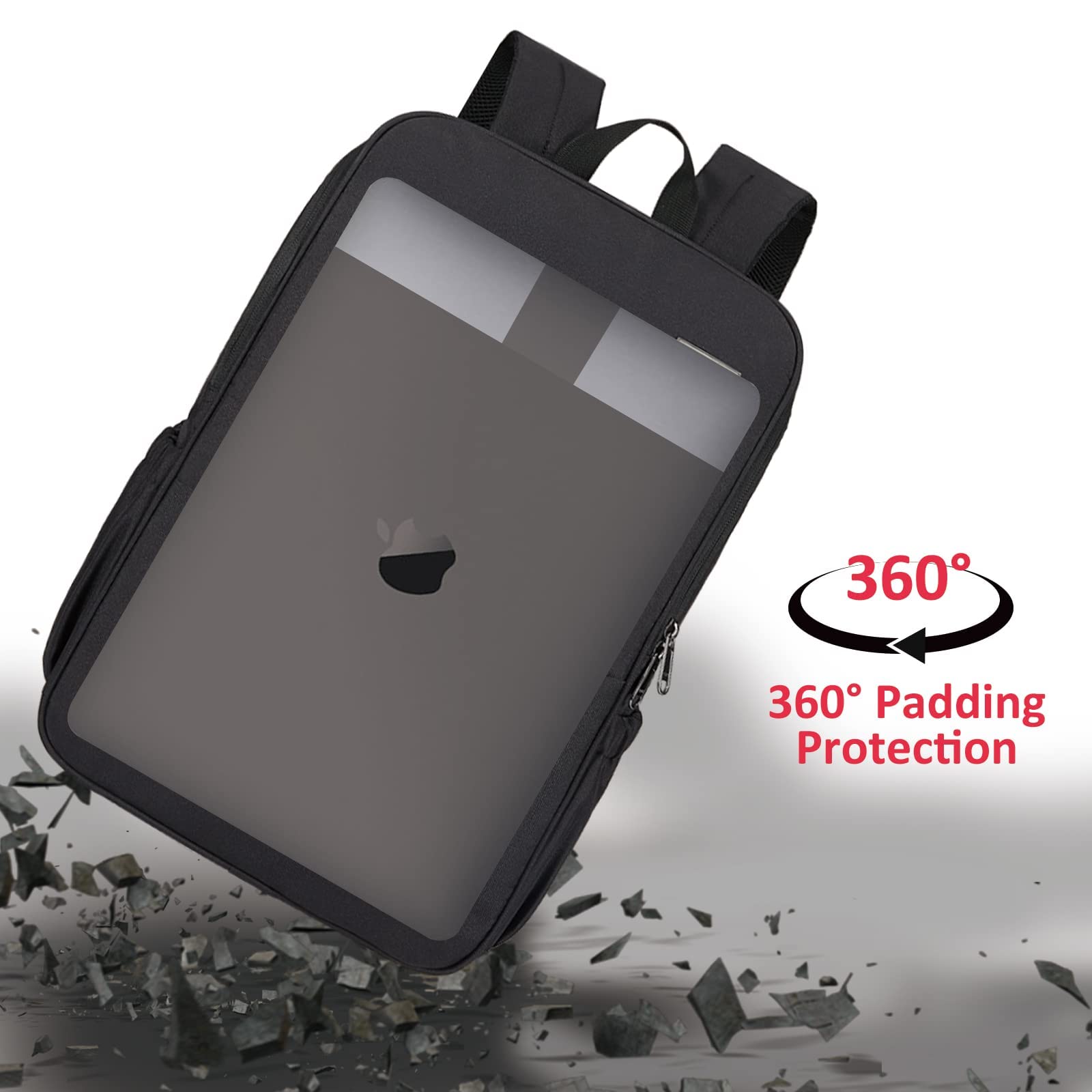 Alt View 2. Live At Space - Deep Storage Laptop Backpack With Usb Charging Port[water Resistant] College Computer Bookbag Fits 15 Inch Black - Bronze Black-17 inch-Large Travel Backpacks.