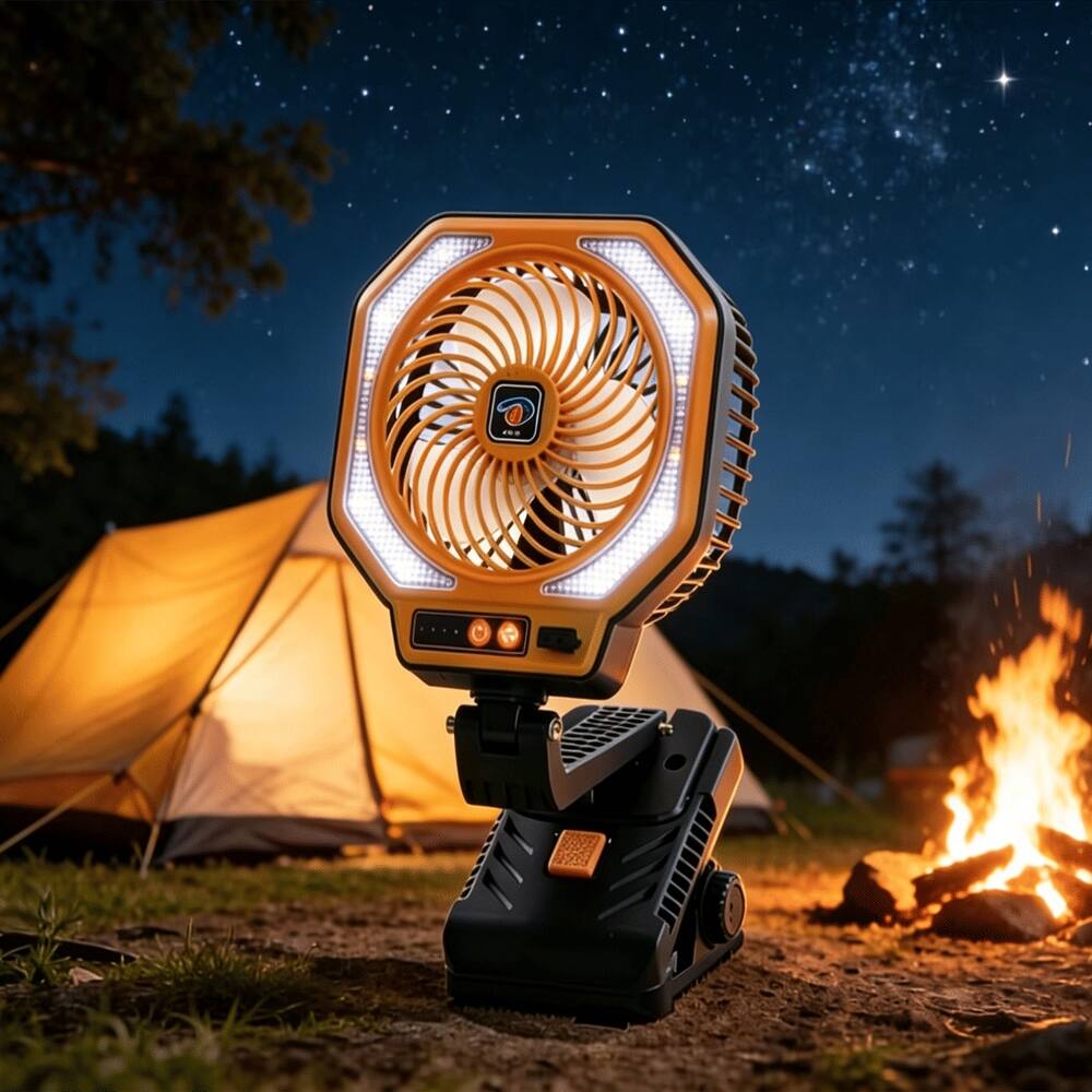 Alt View 1. Loheer - Loheer Rechargeable Camping Fan with LED Light USB Battery Portable Outdoor Tent Fan for Job Sites.