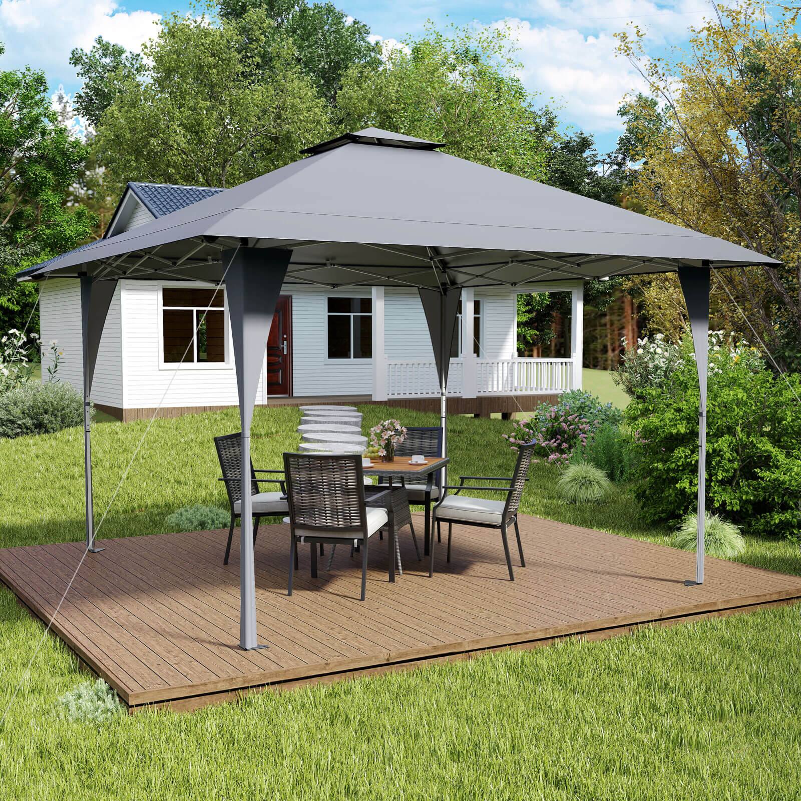 Alt View 1. Costway - Costway 13 X 13 FT Pop up Gazebo Outdoor Canopy Tent with Portable Carrying Bag 8 Stakes Gray - Gray.