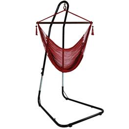 Sunnydaze - Extra Large Hammock Chair with Adjustable Steel Stand - Red