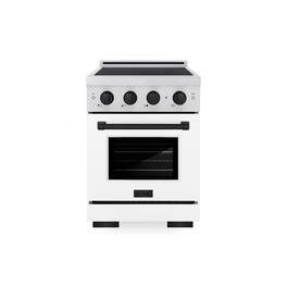 ZLINE - Autograph 24 in. 3.2 cu. ft. Paramount Freestanding Induction Range with 3 Burners and Black Accents with White Door - White Matte