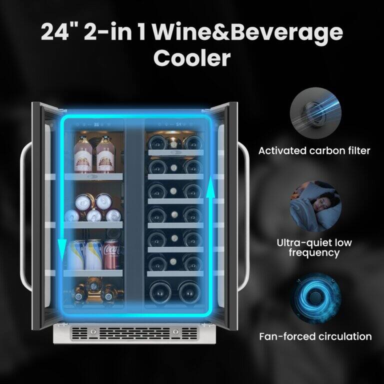 24" 2-in 1 Wine & Beverage Cooler

- Activated carbon filter
- Ultra-quiet low frequency
- Fan-forced circulation