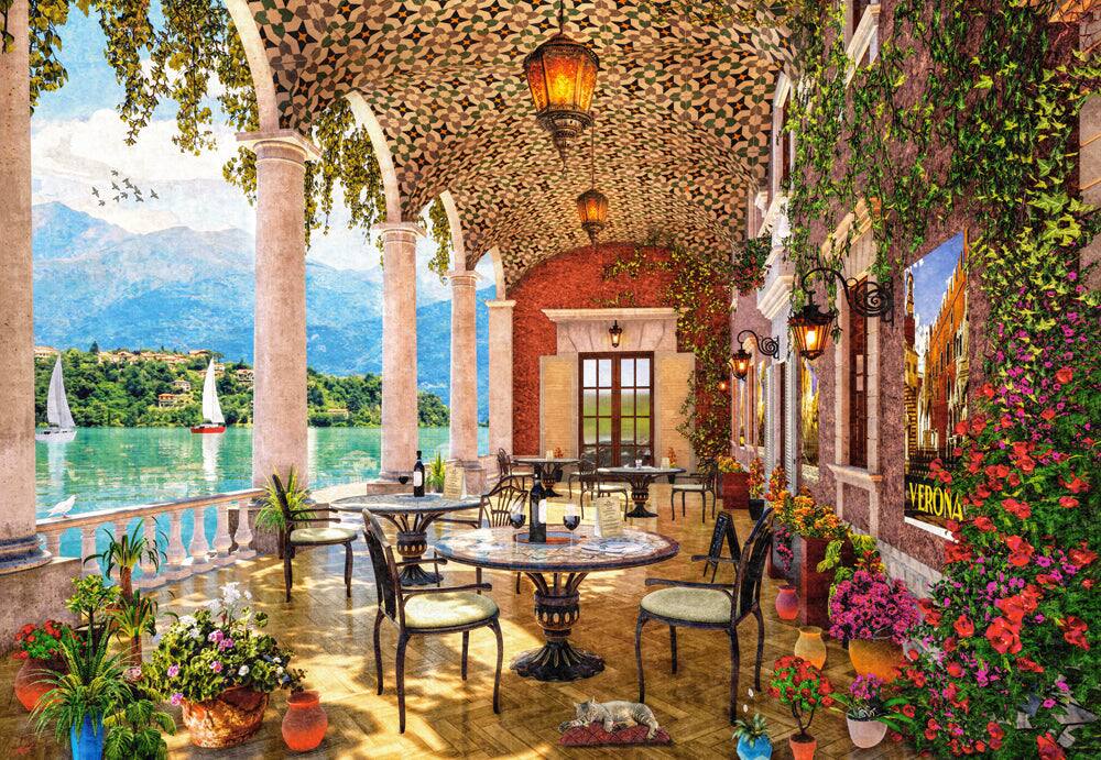 Angle. Castorland - CASTORLAND 1500 Piece Jigsaw Puzzles, Lakeside Terrace, Italy, Mountain lake, Scenic view, Adult Puzzle, C-152186-2 - Red.