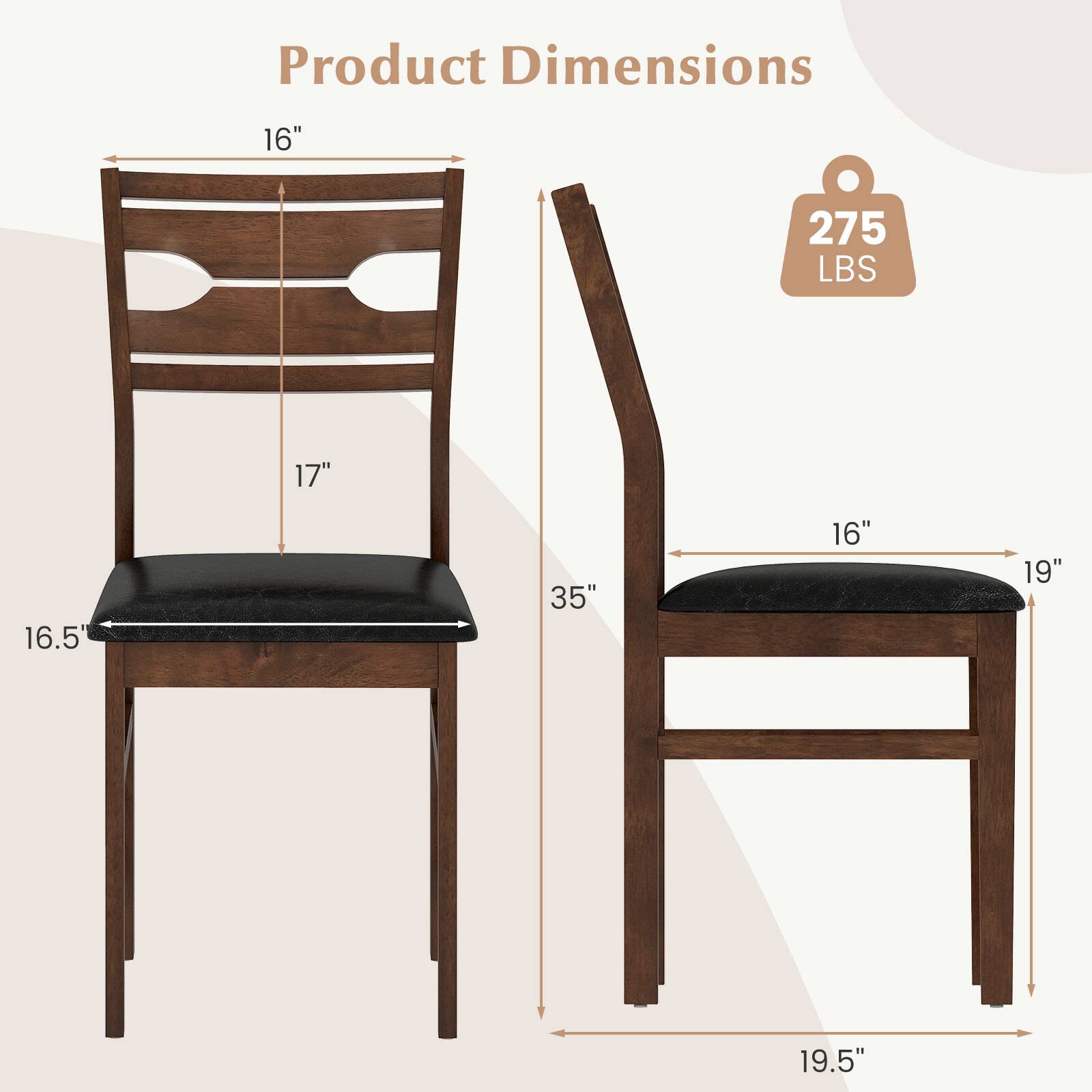 Product Dimensions  
16" x 17" x 16.5" x 35" x 19" x 19.5"  
275 LBS