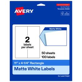 Avery - Avery® Matte Rectangle Labels, 11" x 4.25", 100 Labels - White