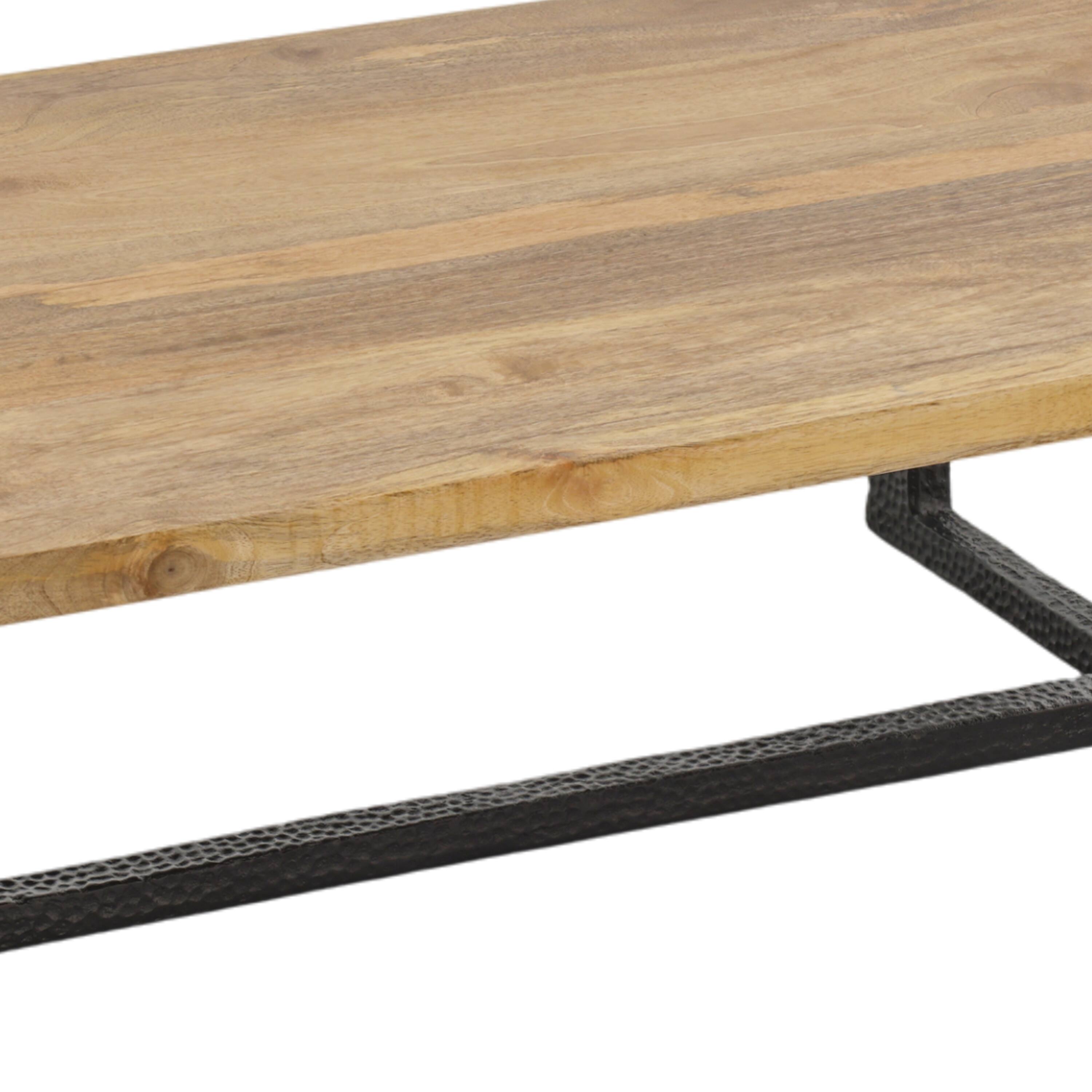 Alt View 5. Manhattan Lane - Marlon 48" Coffee Table | Handmade Aluminum Cast Black Frame | Solid Mango Wood Top - Black, Brown.