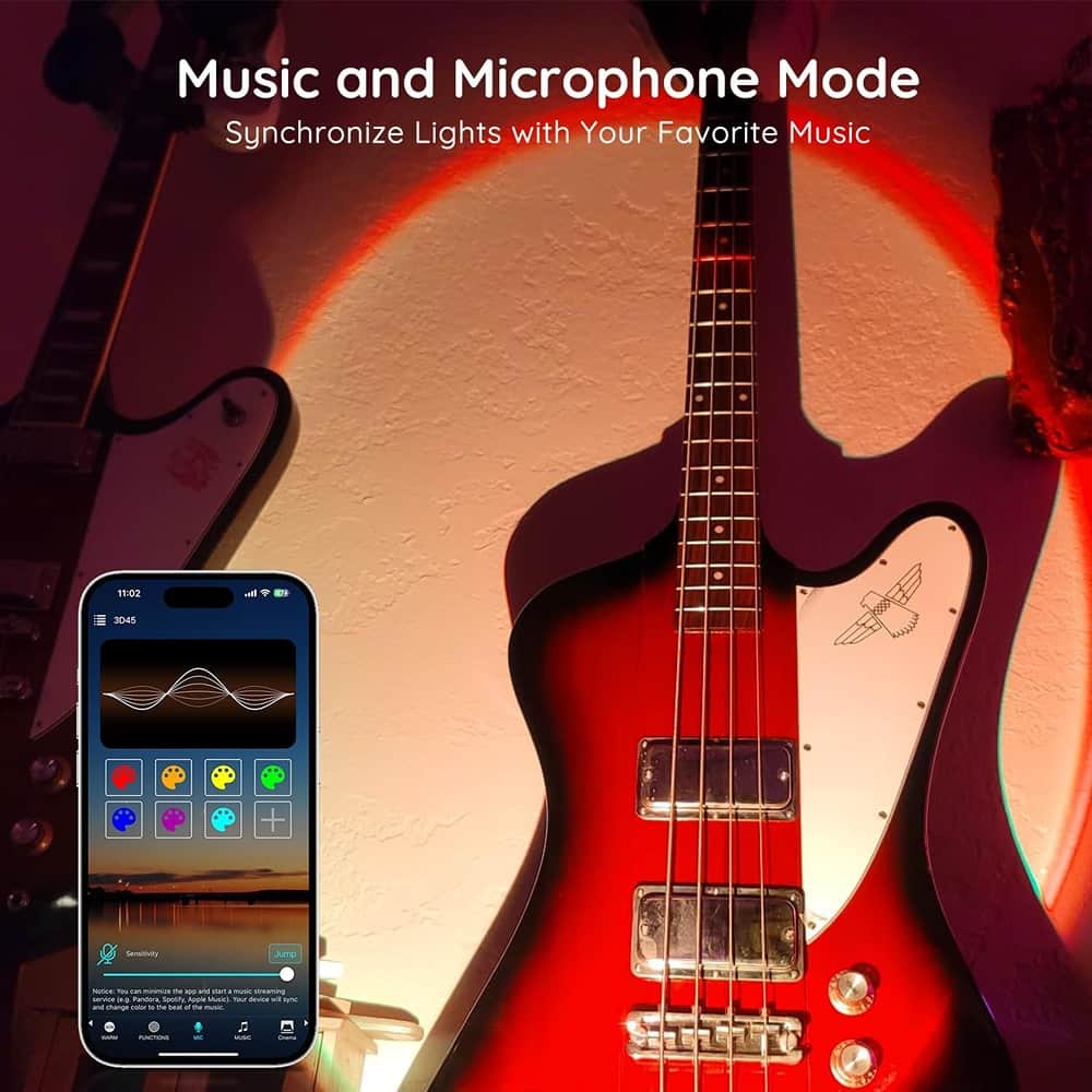 PARKER SLATER - Sunset Lamp Projector, APP Control Multicolor LED Light with 360° Rotation for Room Decor, Mood Lighting, Photography - RGB