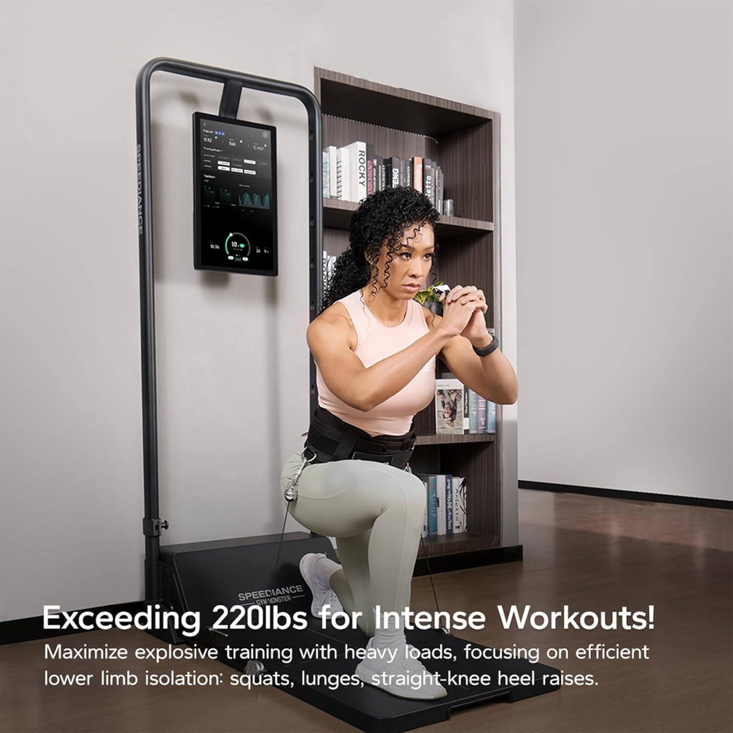 Exceeding 220lbs for Intense Workouts!

Maximize explosive training with heavy loads, focusing on efficient lower limb isolation: squats, lunges, straight-knee heel raises.