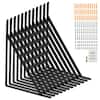 Front. VEVOR - Shelf Bracket, 18 x 12 in 12 Pcs, Heavy Duty Floating Shelf Brackets, Brackets for Shelves, 3mm Thick Matte Black - Black.