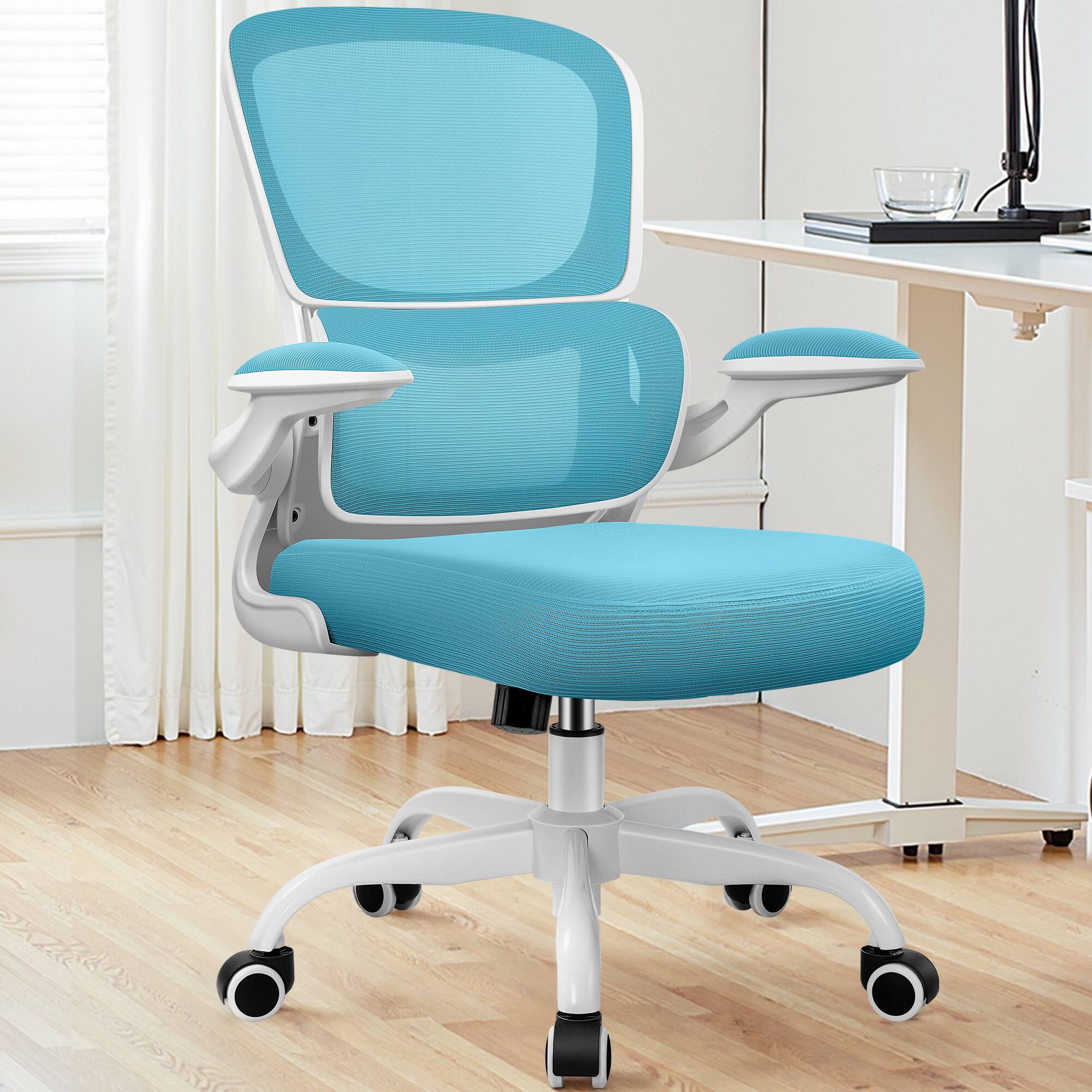 Alt View 5. KERDOM - Ergonomic Office Chair with Flip-up Arms, Breathable Mesh High Back Home Computer Chair with Lumbar Support, Desk Chair - Blue.