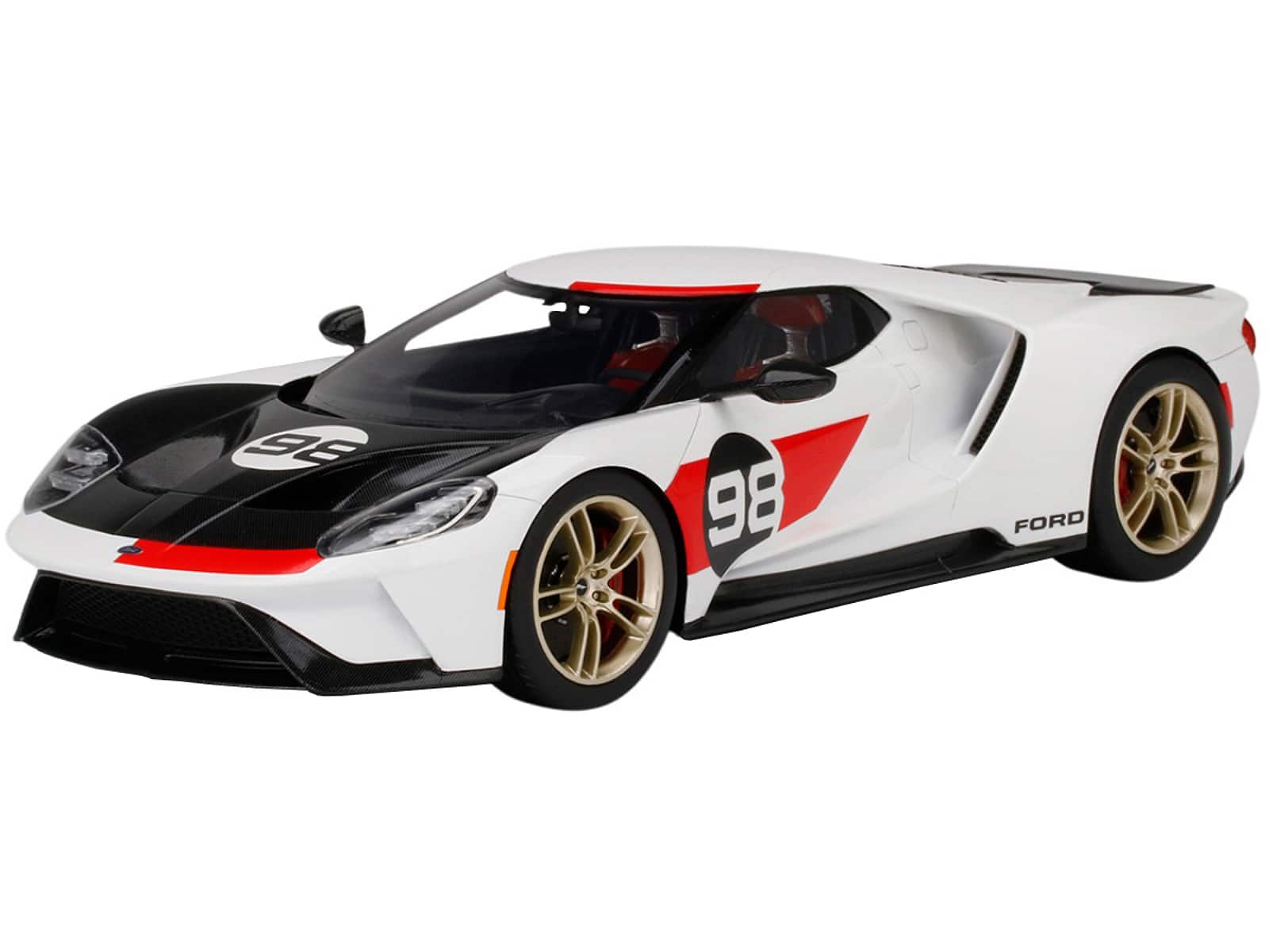 "2021 Ford GT #98 White with Black Hood ""Heritage Edition"" 1/18 Model Car by Top Speed" price history on PriceWatchPro