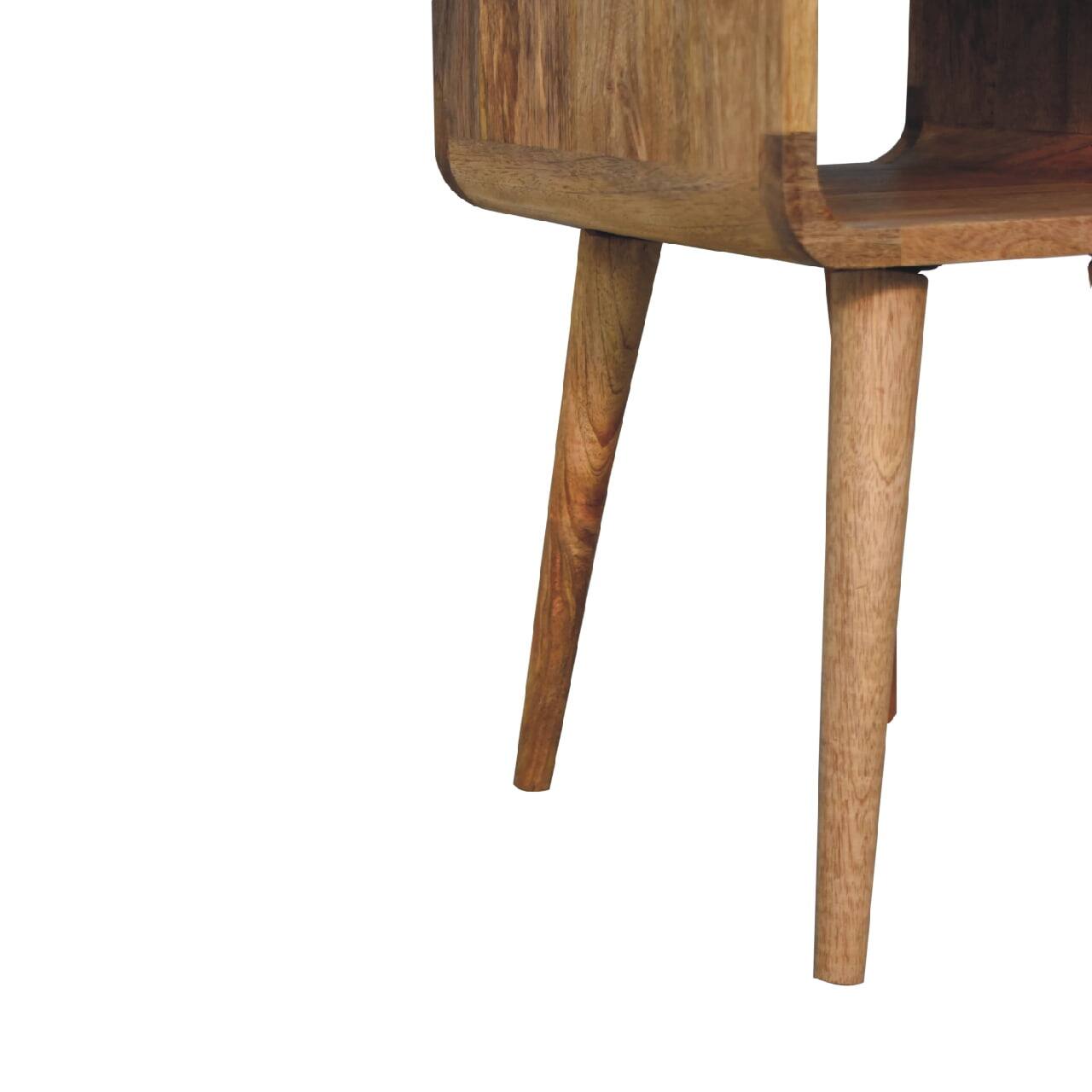 Alt View 4. Artisan Furniture - Artisan Furniture Solid Wood Mini Oak-ish Curve Lower Nightstand, 1 Drawer, 1 Open-slot, Nordic legs, Brown - Oak.