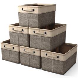 Sorbus - 6 Pack 15 inch Collapsible Storage Bins with Handles - Perfect for Home Storage & Organization - Brown
